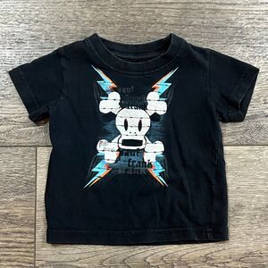 Vintage Y2K Small Paul Frank Skull Lightning Graphic Tee Black Infant Baby 18M
